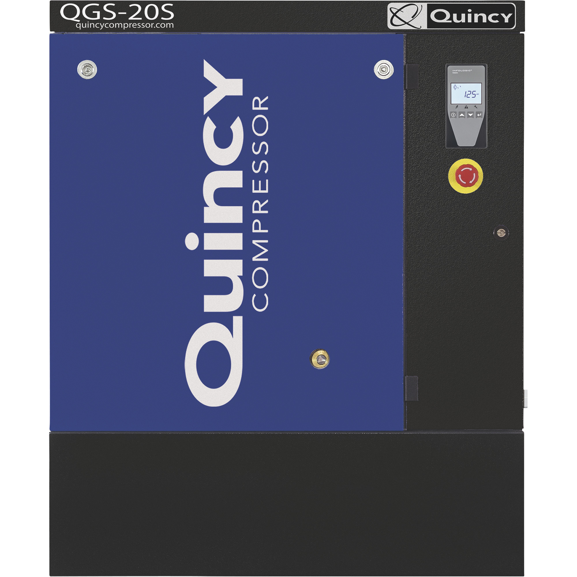 Quincy QGS Rotary Screw Air Compressor, Floor Mounted, 230V 3-Phase, 20 HP, 60.8 CFM, Model# 4152021944